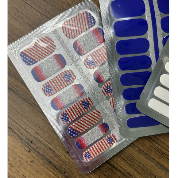 Nail Wraps 4th of July "Favorite Freedoms" 5 Complete SETS! Stars Stripes Hearts - Picture 2 of 15